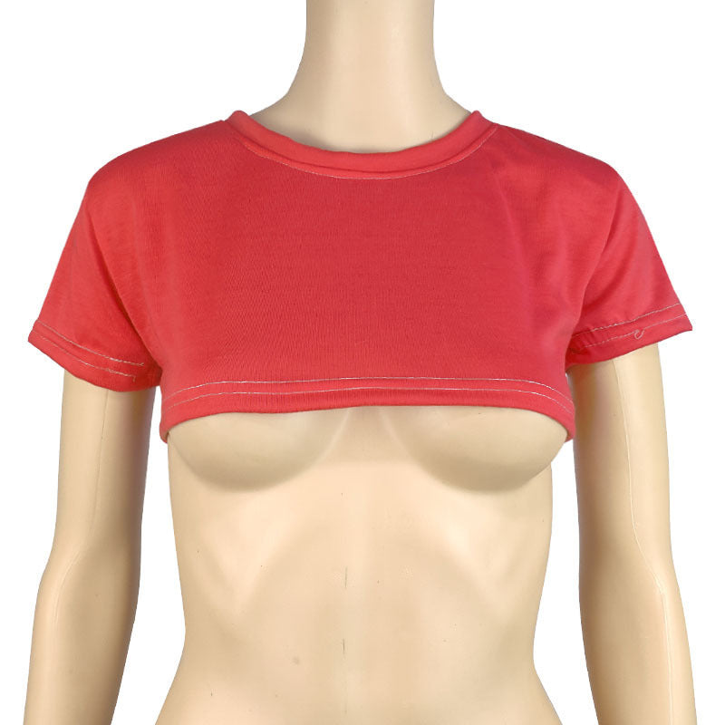 Women's Sexy Casual T-shirt Short-sleeved Solid Color Blouses