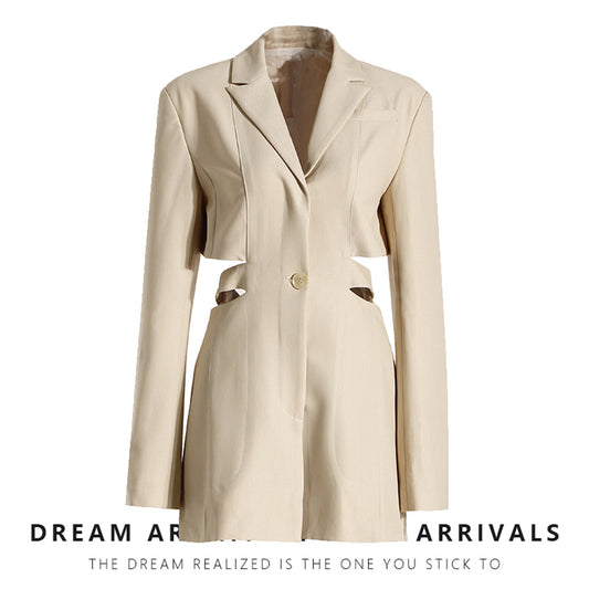 Niche Machine Midriff Slimming One Button Dress Coats