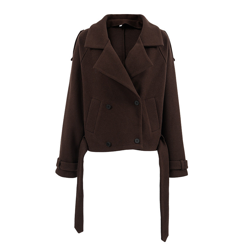 Women's Lapel Elegant Double Breasted Woolen Fashion Coats