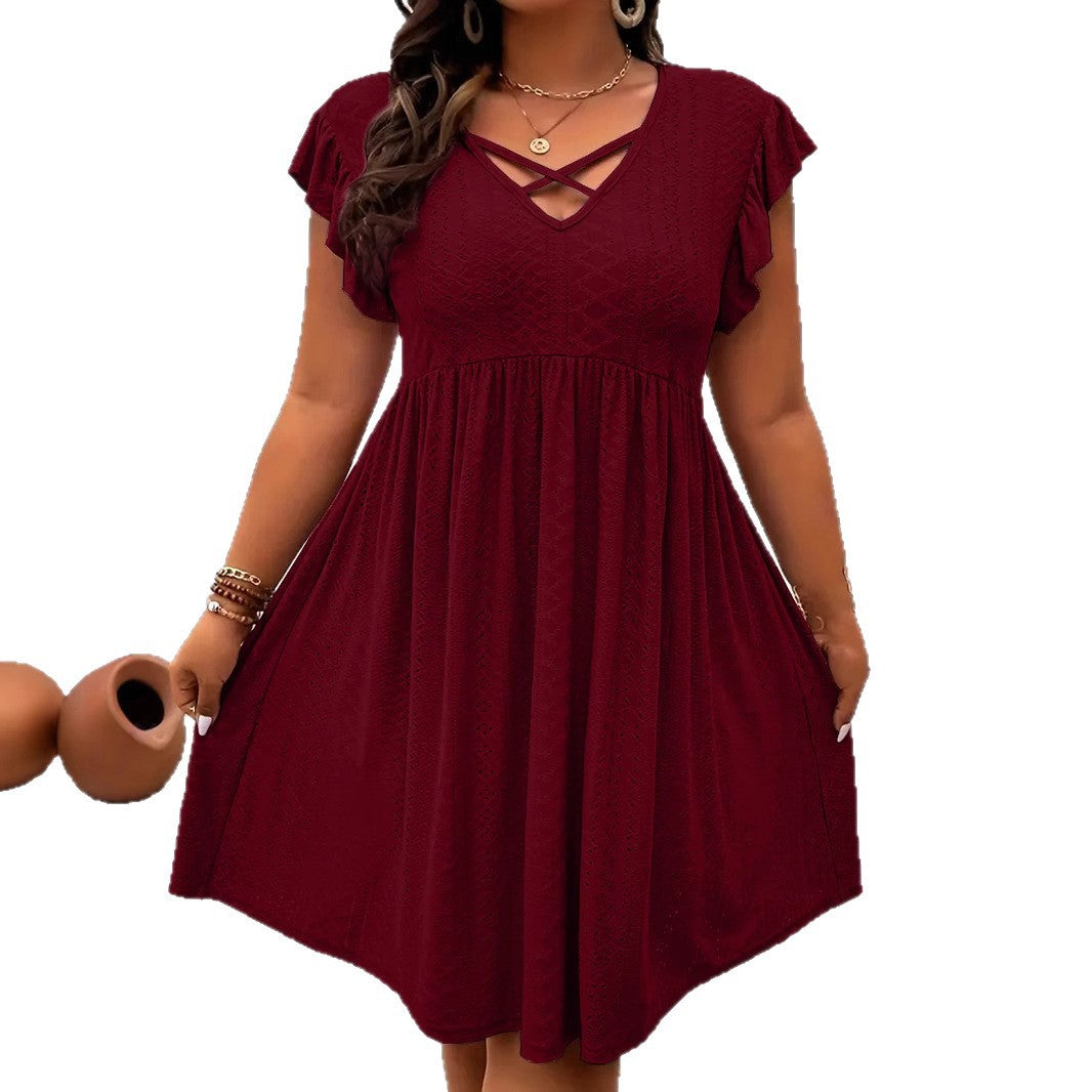 Women's Ruffle Sleeve Large Loose Slimming Hollow Skirts