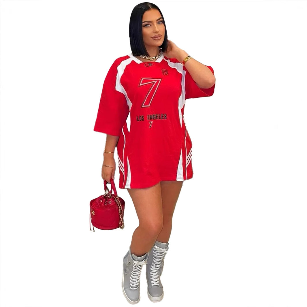 Autumn Print Motorcycle Sports Casual Style Dress