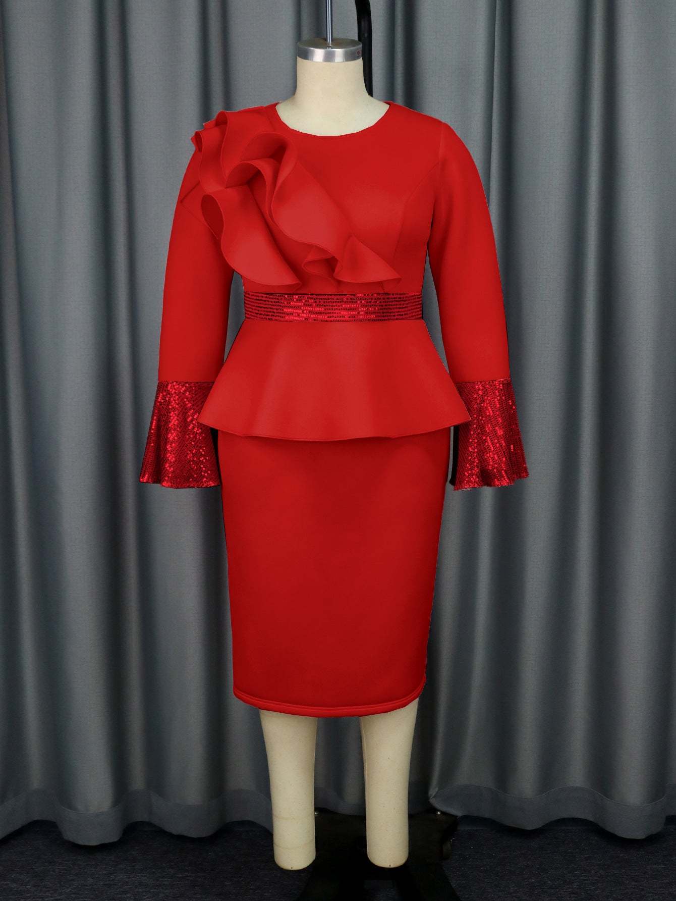 Featured Ruffles Flare Sleeve Dress Party Dresses
