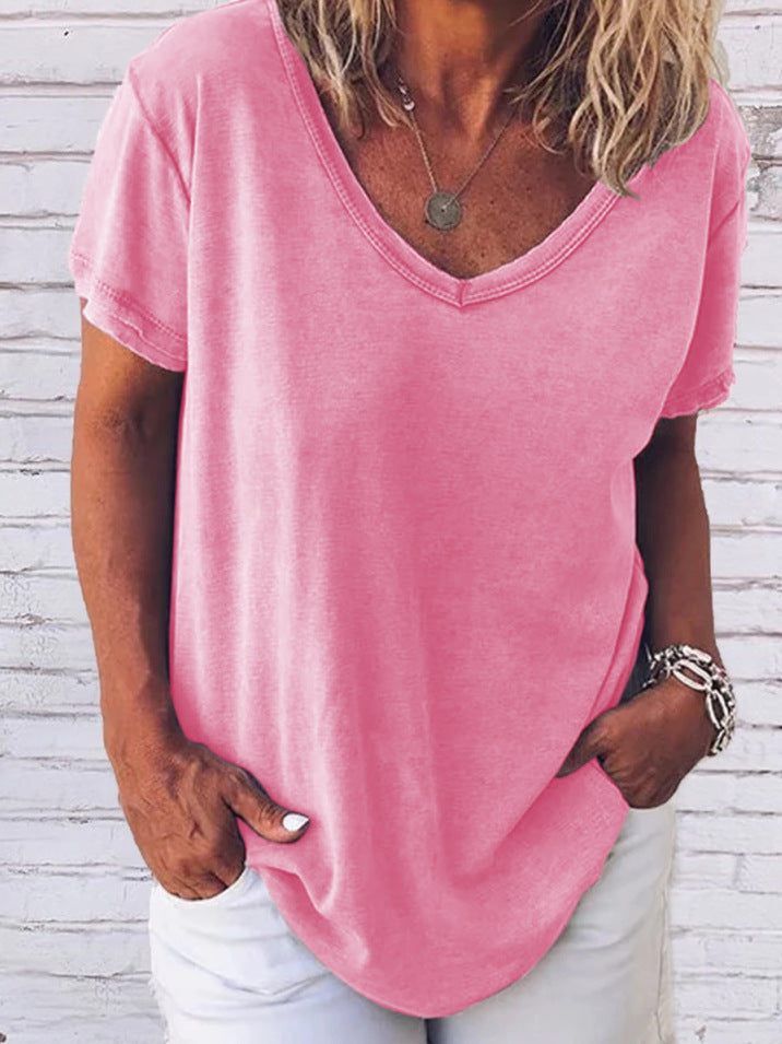 Women's Large T-shirt Summer Loose Leisure Short-sleeved Blouses