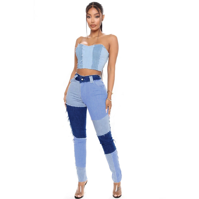 Women's Source Head Super Elastic High Waist Tassel Pencil Slim Jeans