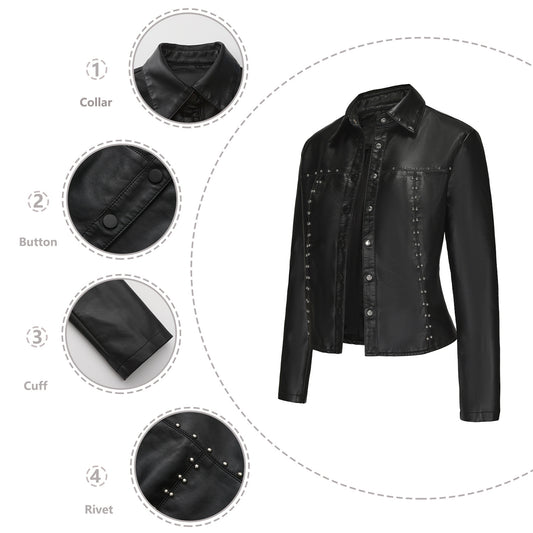 Women's Rivet Leather Button Fashion Popular Thin Cardigans