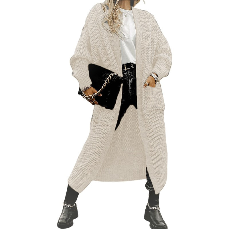 Women's Long Pocket Oversized Knit Loose Women's Sweater
