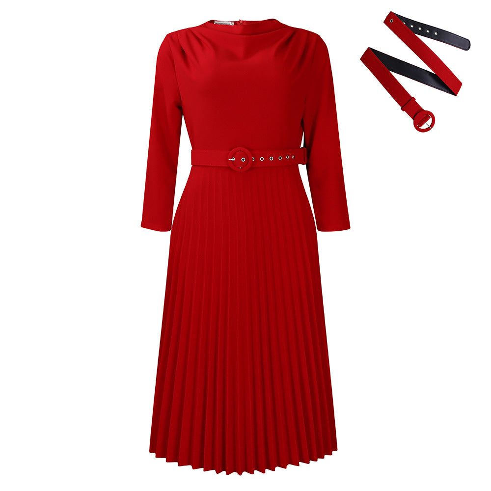 Women's Fashion Elegant Pleated Solid Color Skirts