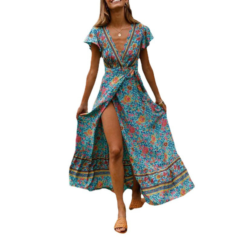 Chiffon Printed Beach For Seaside Leisure Vacation Dress
