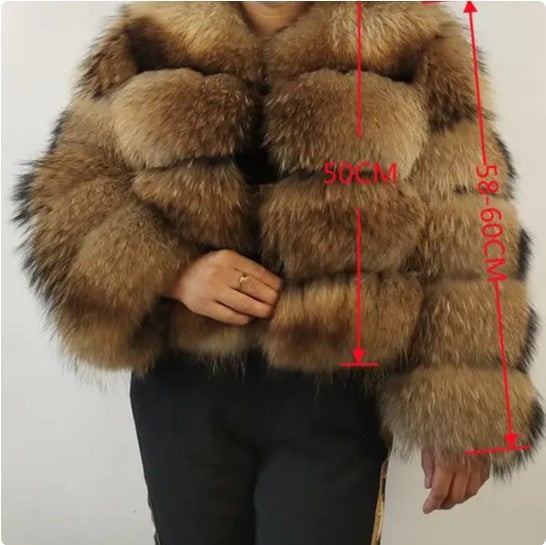 Women's Glamorous Fur Imitation Raccoon Stitching Coats