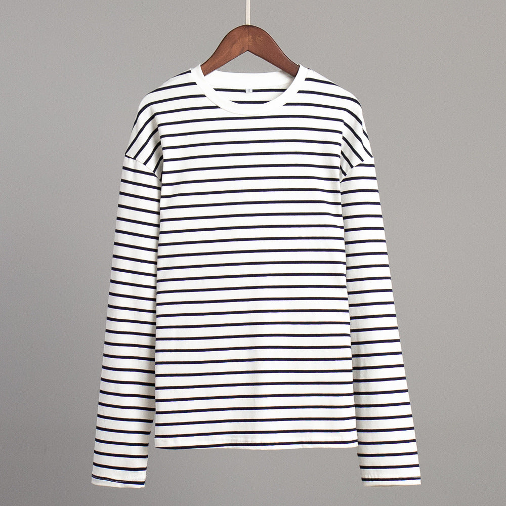 Long-sleeved Striped T-shirt Spring Trendy Wild Casual Blouses