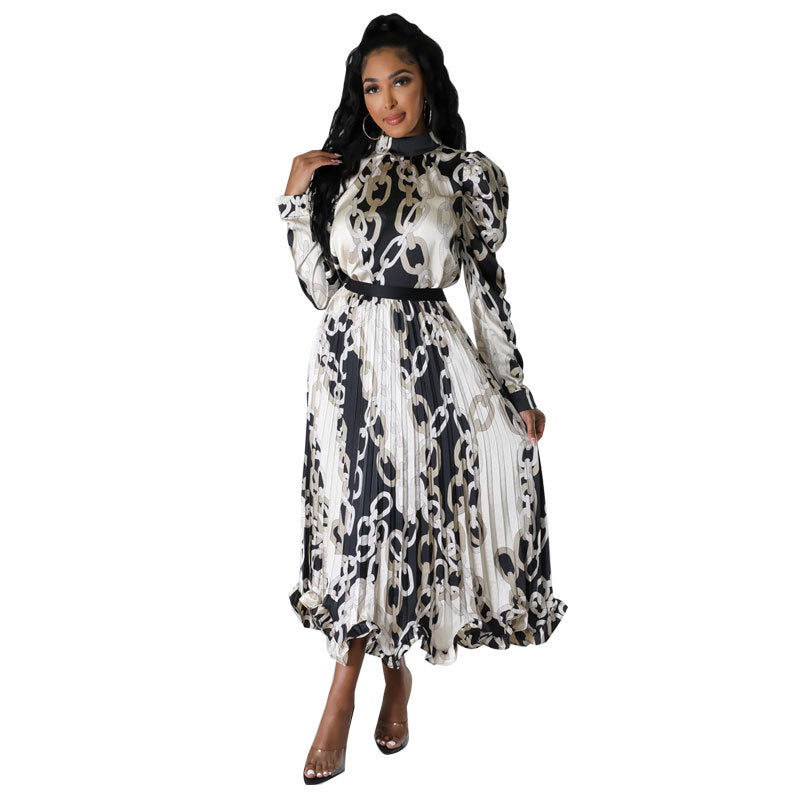 Versatile Women's Fashionable Autumn Long-sleeved Pleated Skirts