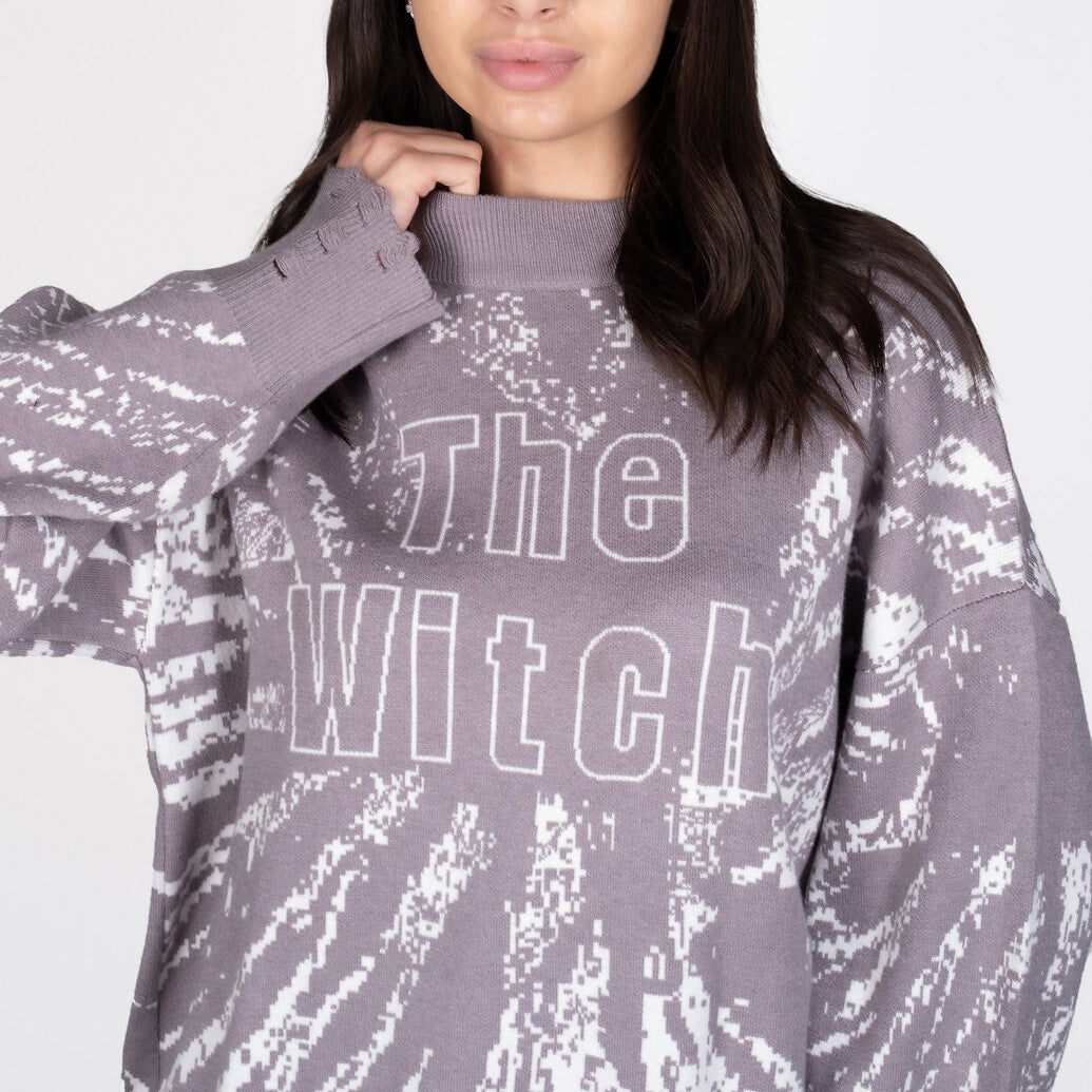 Women's Street Loose Letter Embroidery Personalized Tatted Sweaters