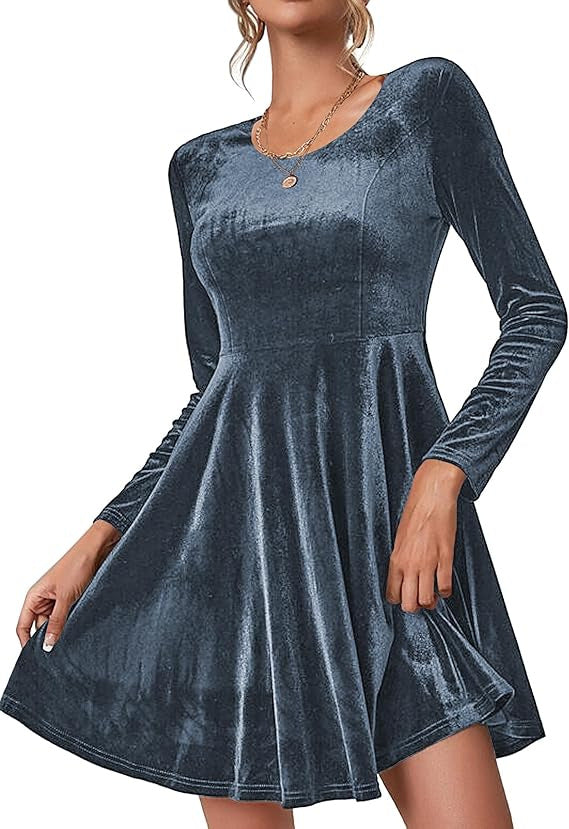 Women's Long Sleeve Round Neck Large Swing Dress