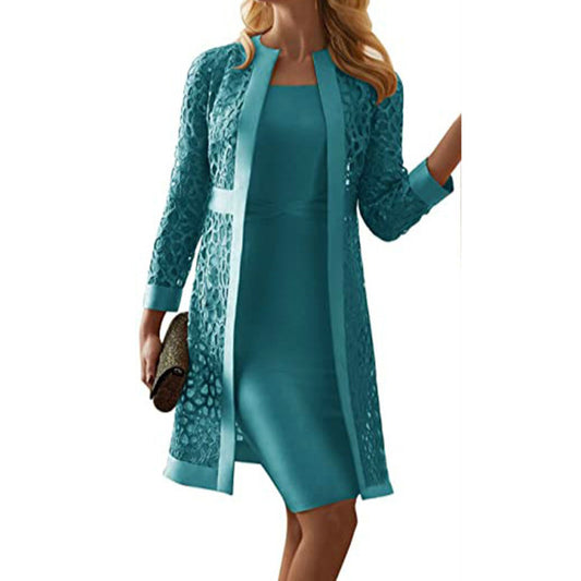 Women's Beautiful Color Lace Dress Two-piece Suits