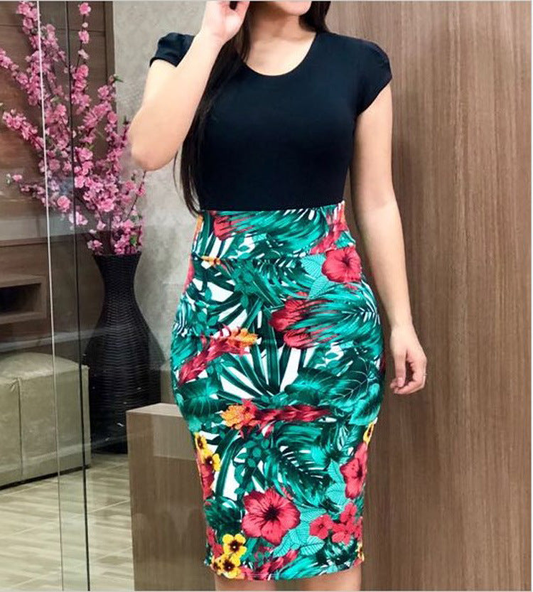 Unique Women's Autumn Flower Sheath Large Clothing