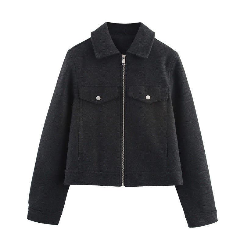 Women's Durable Creative Soft Zipper Lapel Jackets