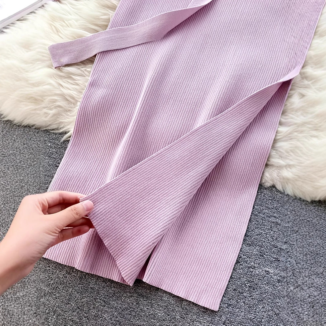 Elegant Casual Waist Slimming Knitted With Dress
