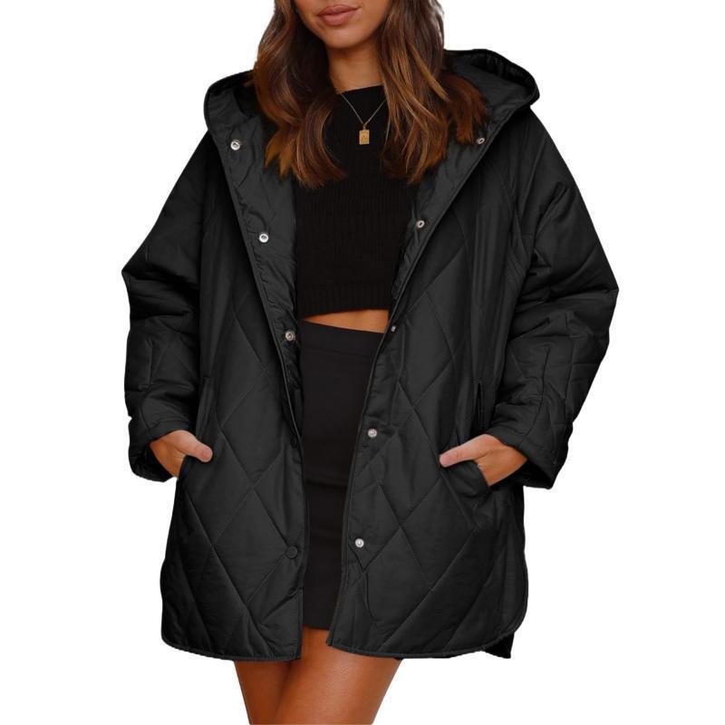 Women's Winter Casual Diamond Quilted Hooded Lightweight Jackets