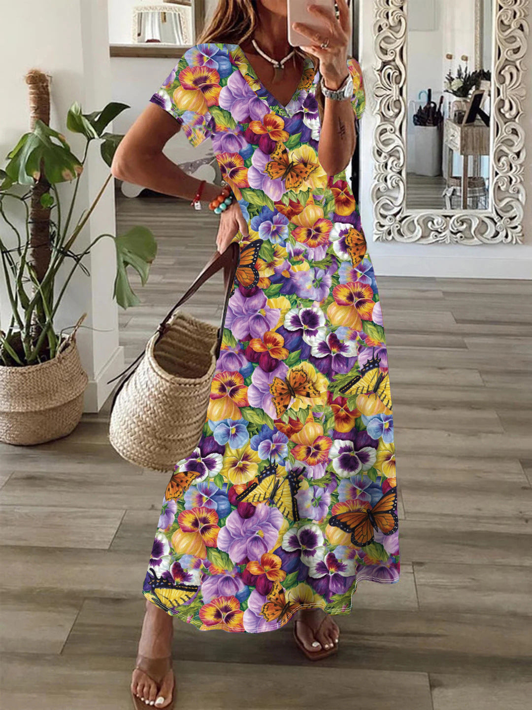 Women's Bohemian Style Printed Large Swing Dress