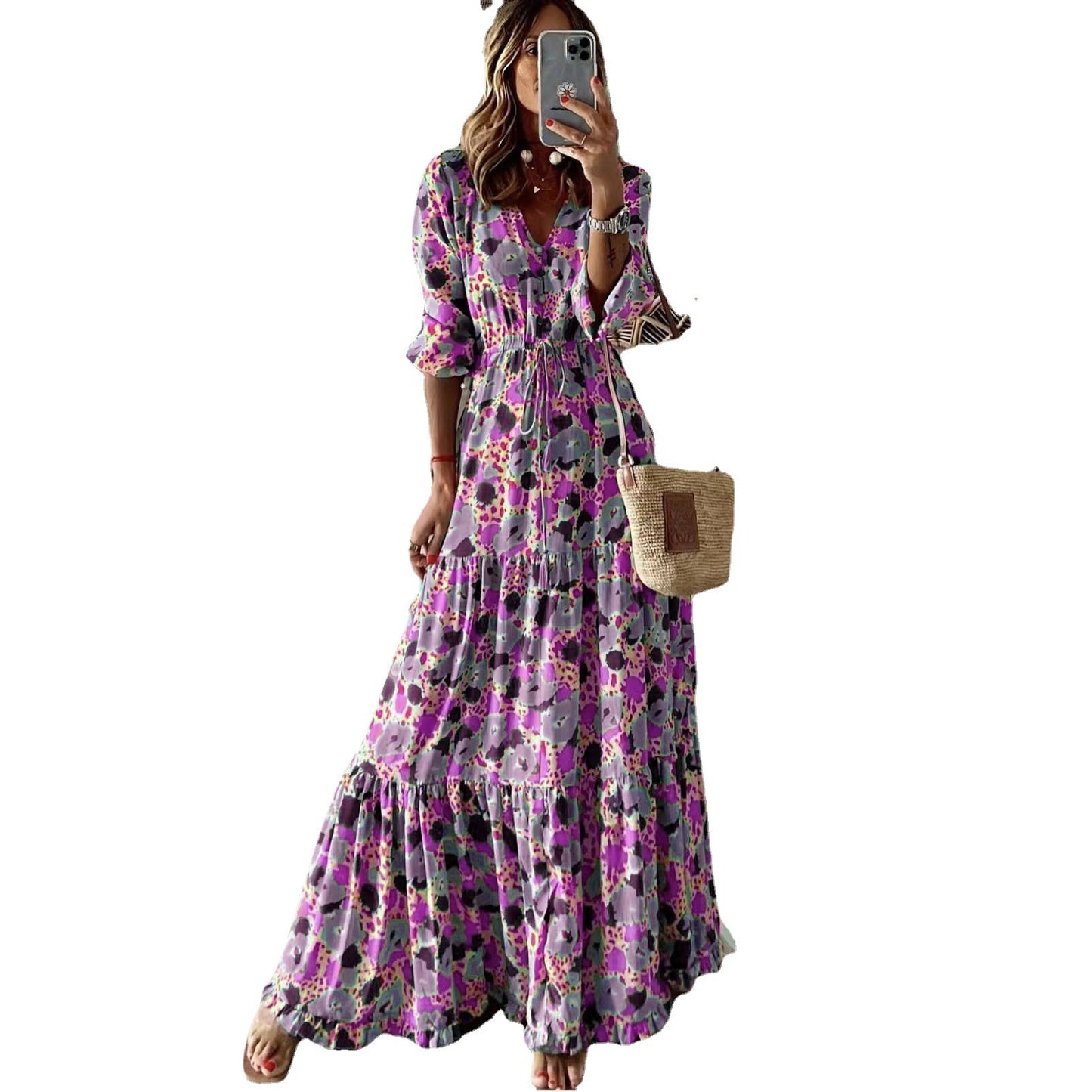 Women's Summer Temperament Vacation Printed Swing Long Clothing