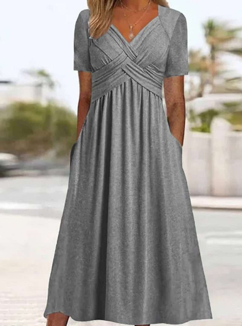 Women's Spring Personality Solid Color Sleeve Pocket Clothing