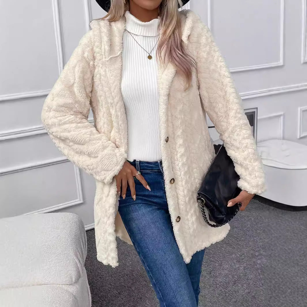 Women's Warm Fashion Diamond Plush Hooded Coats
