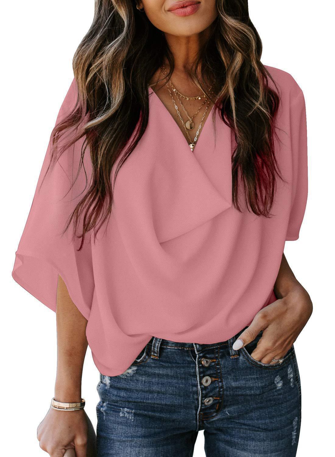 Women's Chiffon Shirt Loose Casual T-shirt Blouses