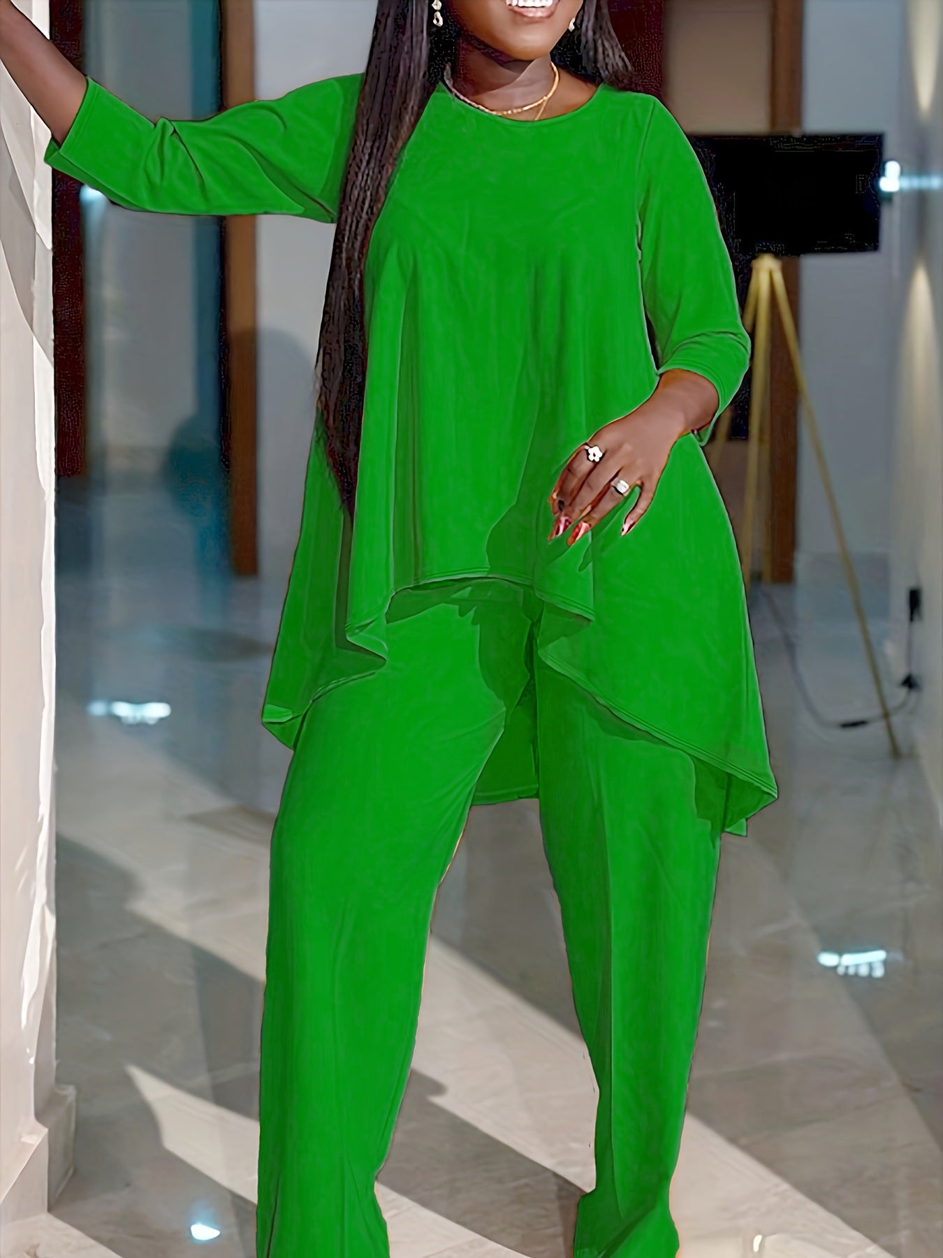 Fashion Temperament Long Sleeve Two-piece Set Pants