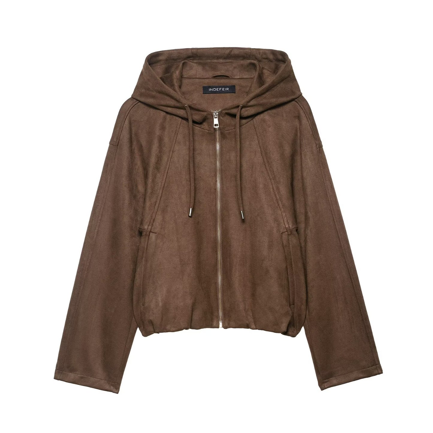 Women's Fashion Hooded Suede Effect Bomber Jackets