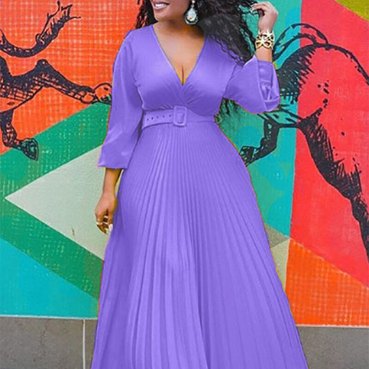 Slimming Solid Color Elegance Retro Chiffon Dresses
