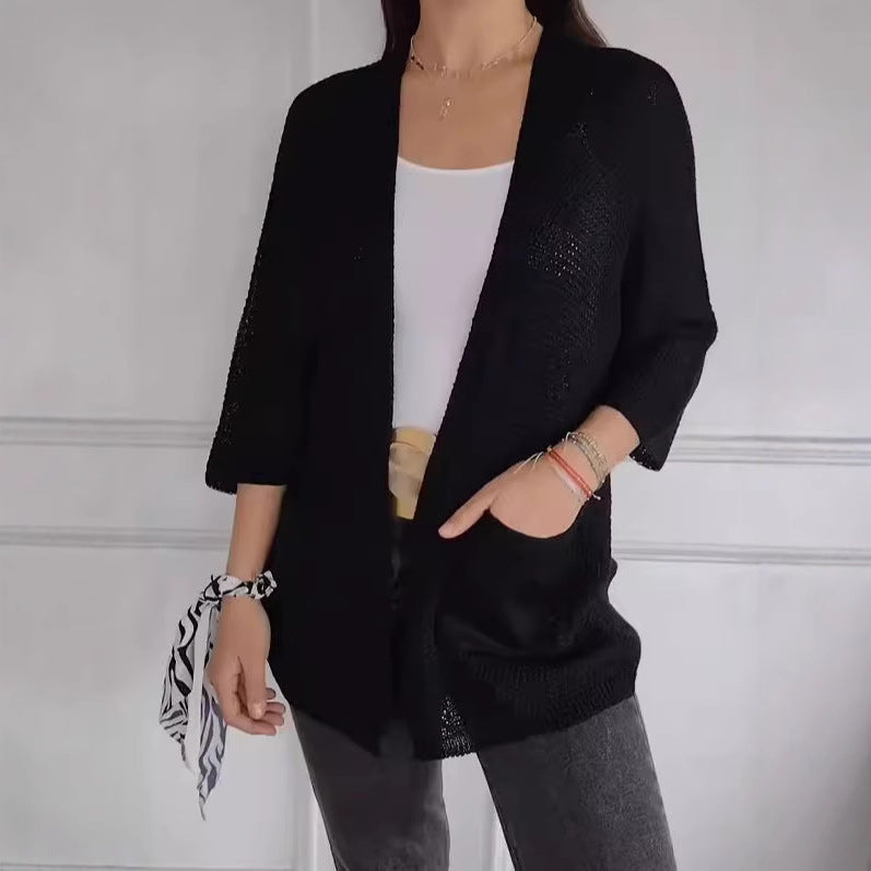 Charming Women's Waffle Sleeve Urban Casual Women's Sweater