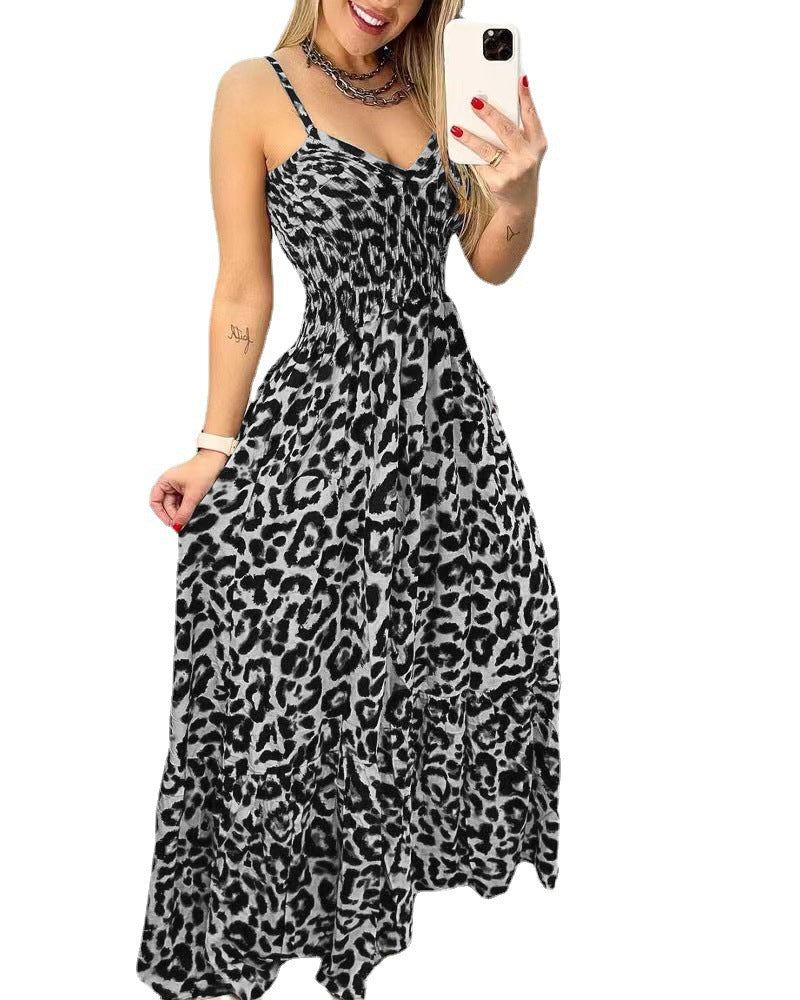 Women's Summer Leopard Print Brace High-waisted Sexy Skirts