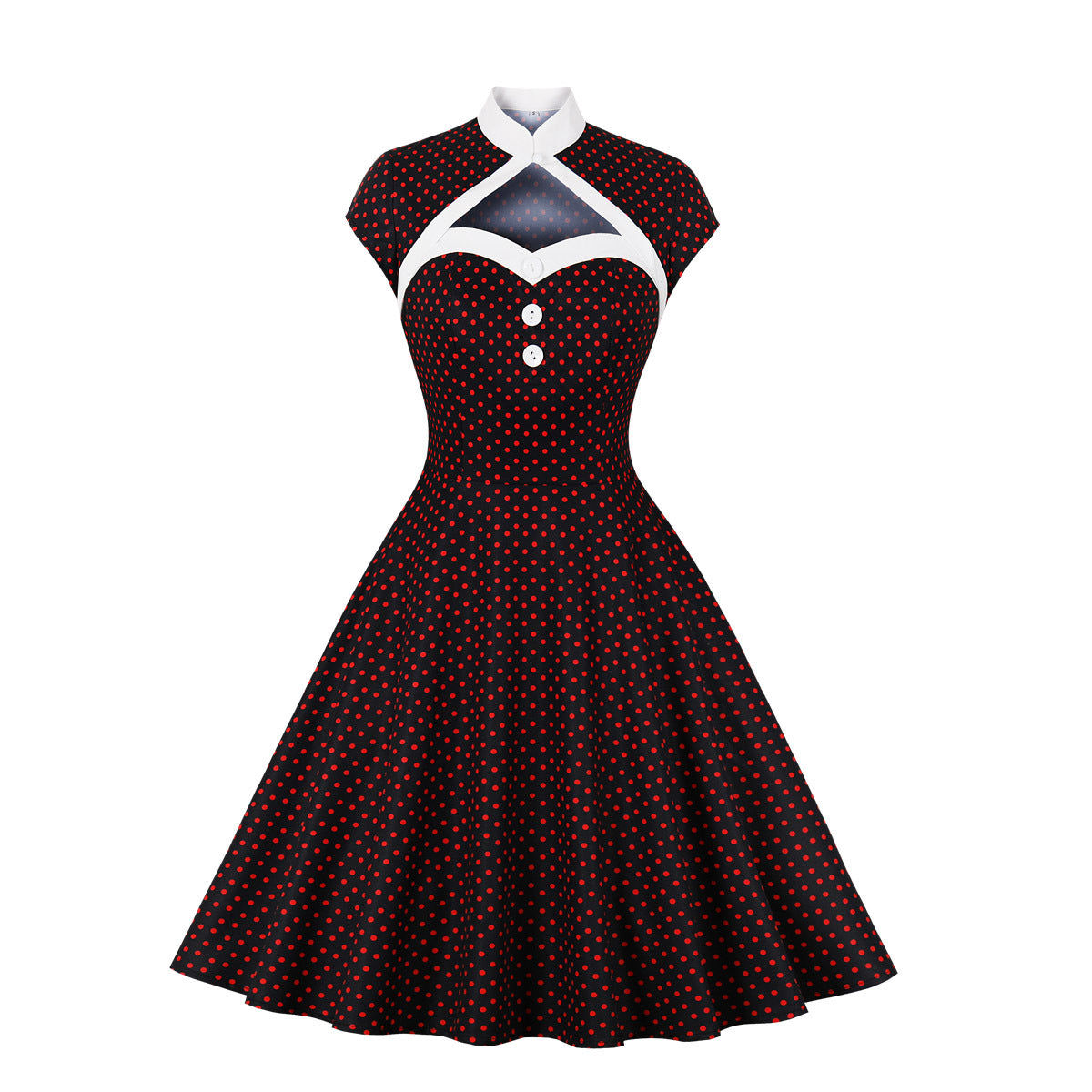 Women's Polka Dots Retro Mid-length Large Swing Dresses