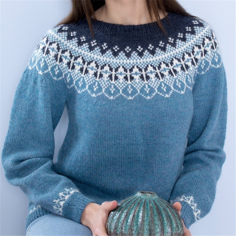 Women's Round Neck Multicolor Loose Fashion Pullover Sweater
