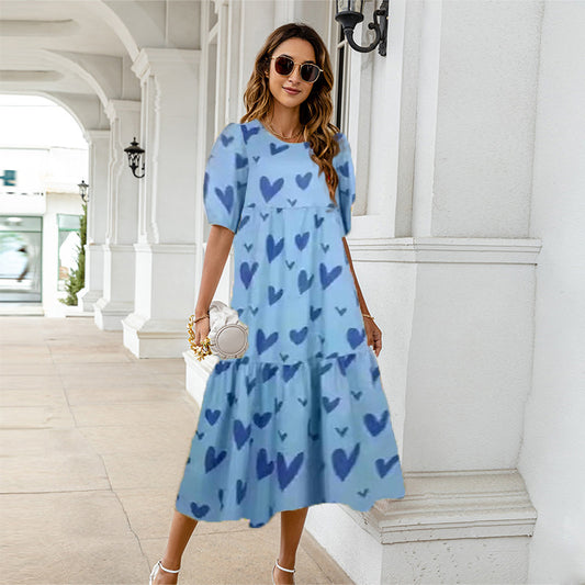 Women's Polka Dot Print Loose Lotus Leaf Dress Dresses