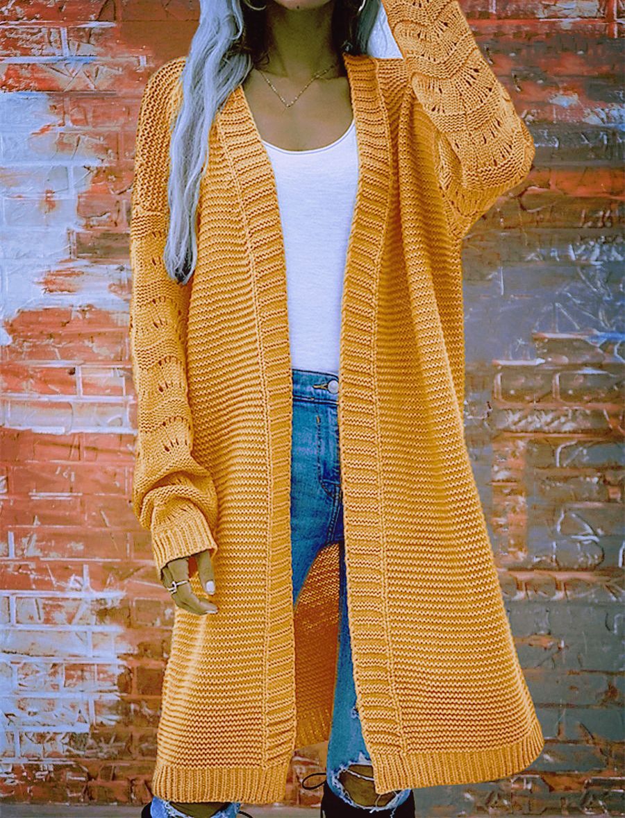 Women's Long Solid Color Knitted Mid-length Sweater