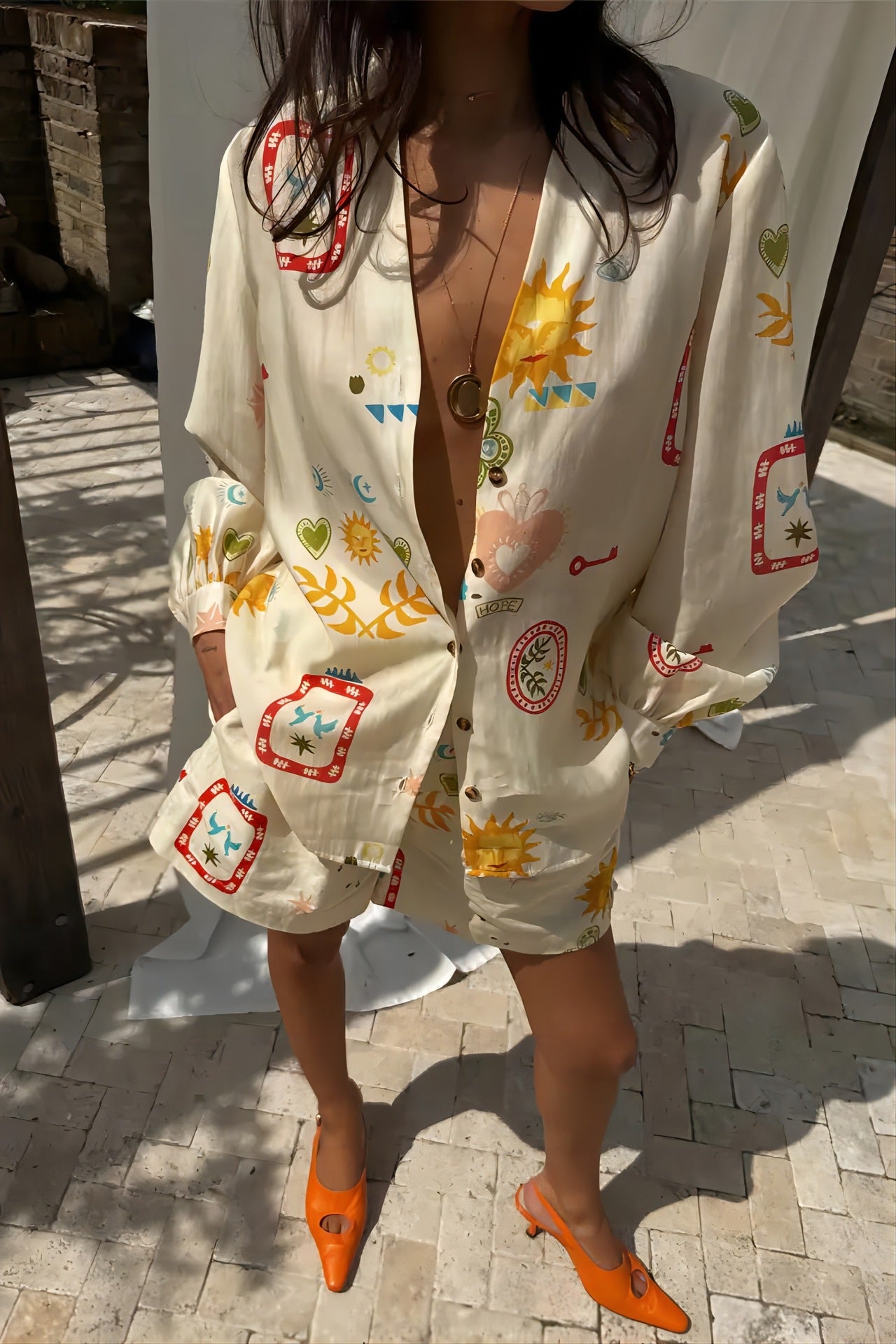 Versatile Comfortable Printed Linen Leisure Shirt Fashion Casual Suit