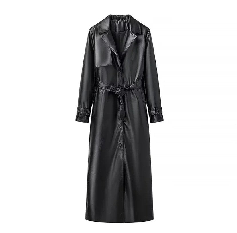 Women's Mid-length Leather Loose Large Version Western Jackets