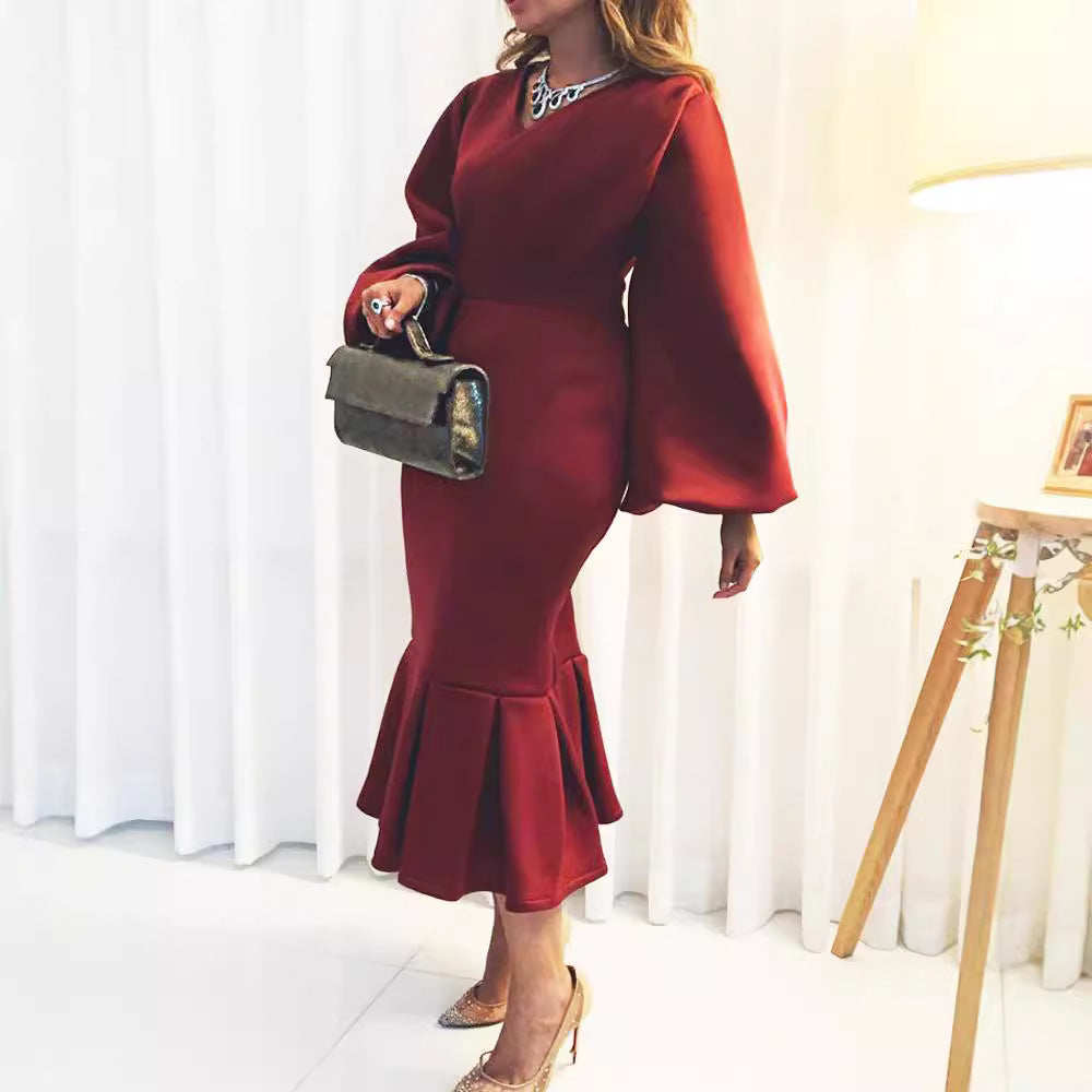 Women's Spring Fashion Long Sleeve Sexy Fishtail Skirts