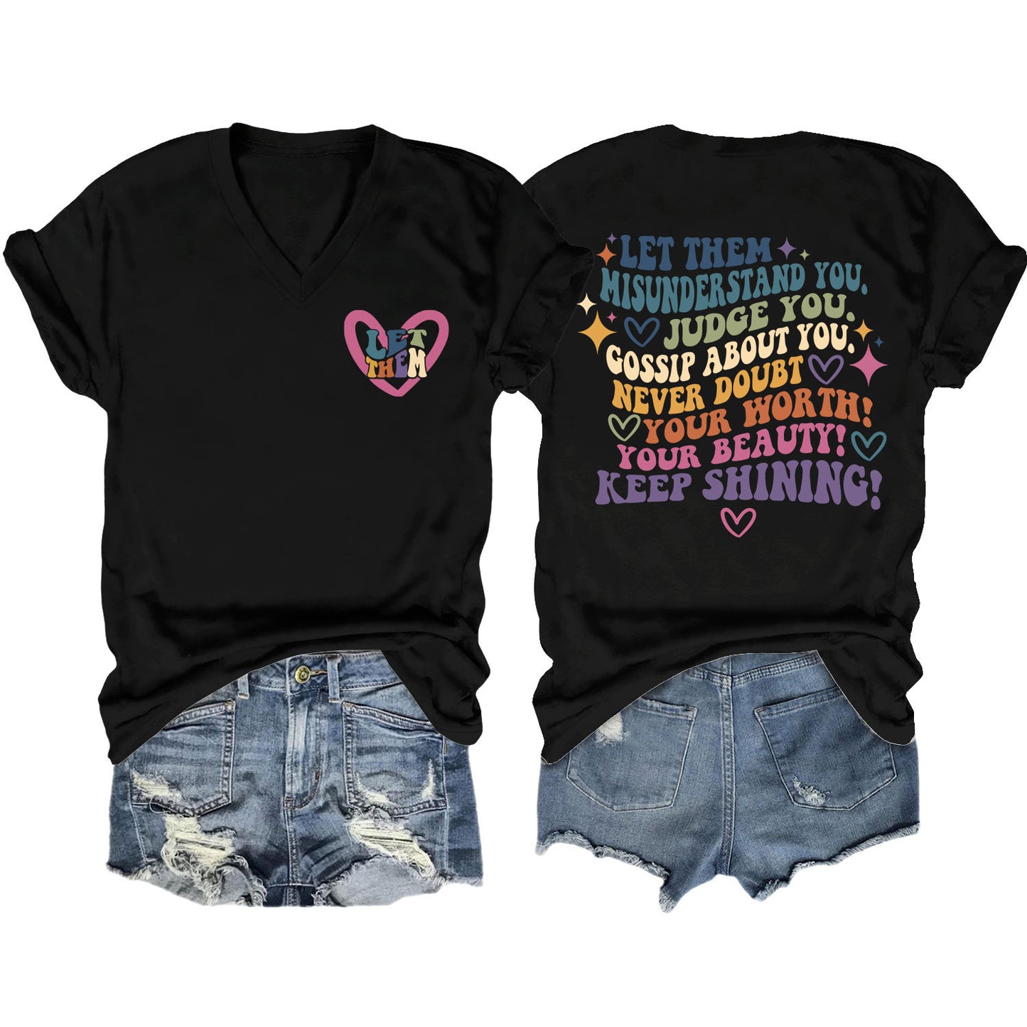 Women's Funny Letter Elegant T-shirt Duplex Printing Blouses