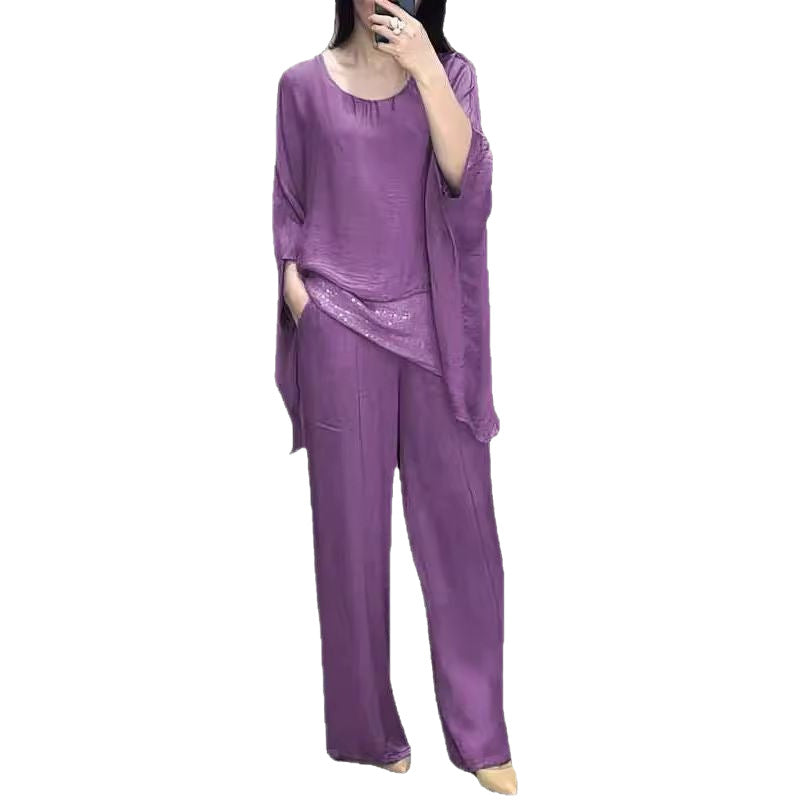Graceful Fashion Shoulder Short-sleeved Trousers Casual Suits