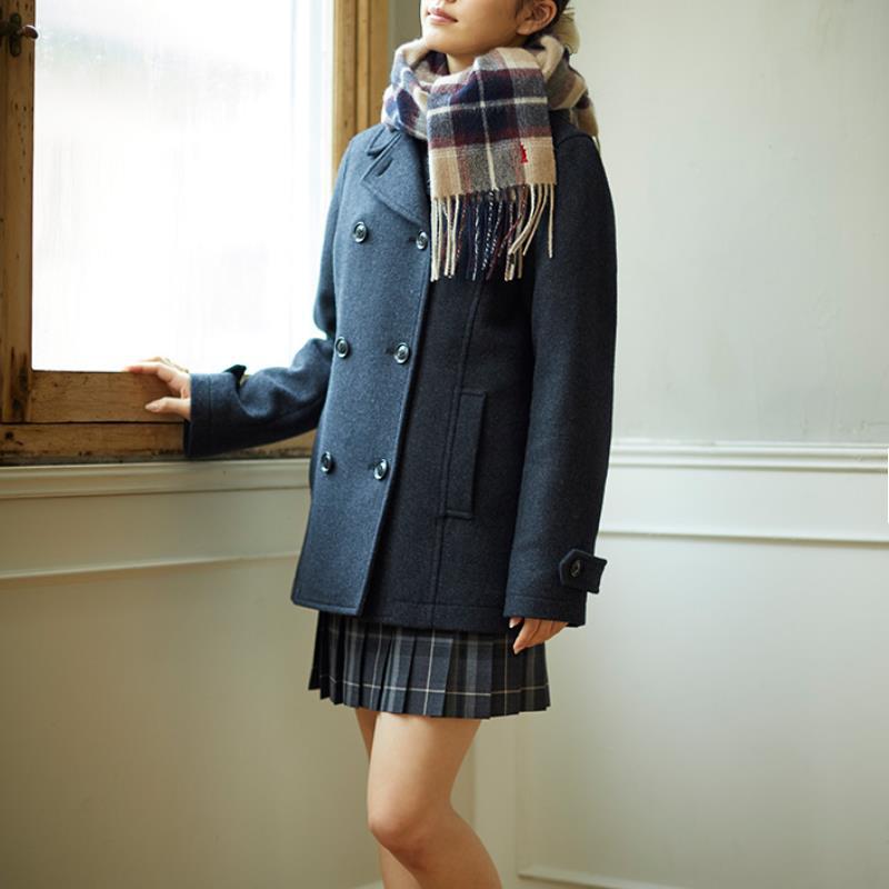 Double Breasted Woolen Female Surrogate Shopping Uniform