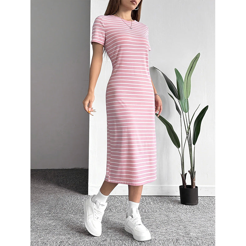 Women's Fashion Wear Round Neck Sleeve Striped Shorts