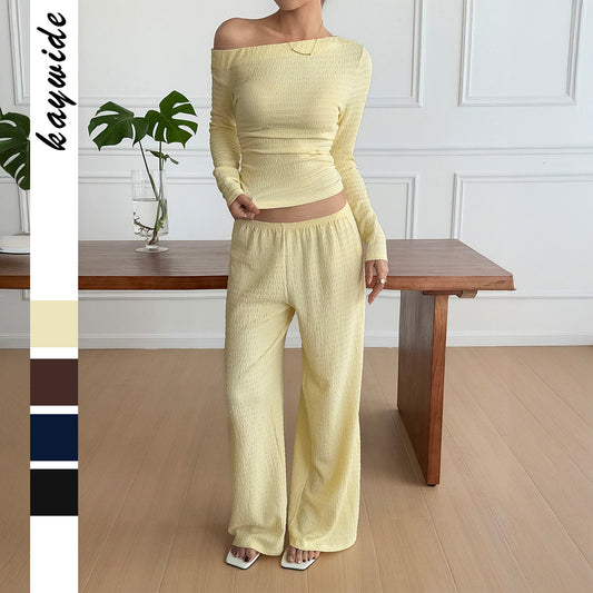 Women's Leisure Vacation Long Sleeve Two-piece Fashion Casual Suit
