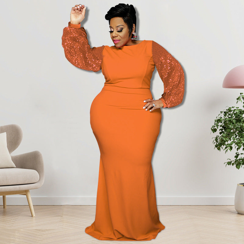 Women's Large Long Sleeve Beaded Dress Autumn Dresses