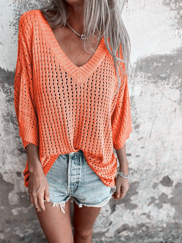 Hollow Out Outer Match Long-sleeved Idle Sweaters