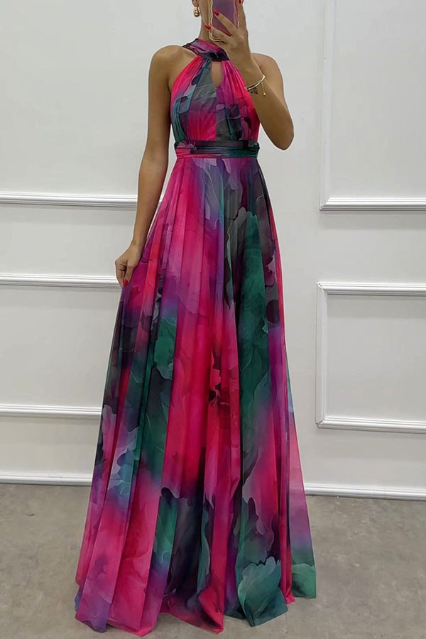 Women's Sleeveless Printed Dress Fashion Large Swing Dresses