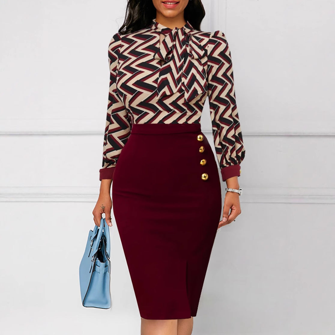 Women's Sexy Fashion Digital Printed Long-sleeved Dress Dresses