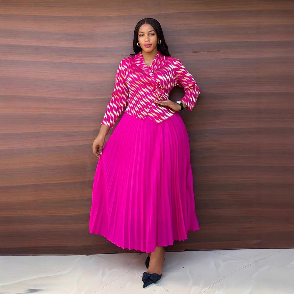 Women's Dress Lightly Mature Pleated Chiffon Printed Dresses