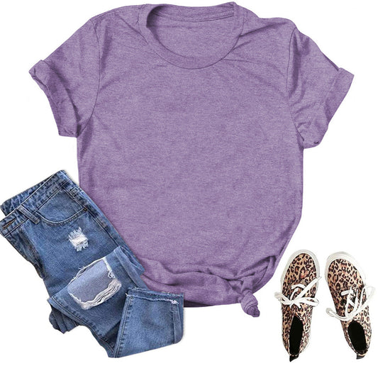 Women's & Men's & Solid Color Blank Loose T-shirt Blouses